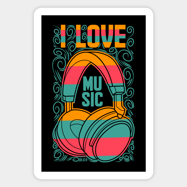 I Love Music Magnet by Genuine Vintage